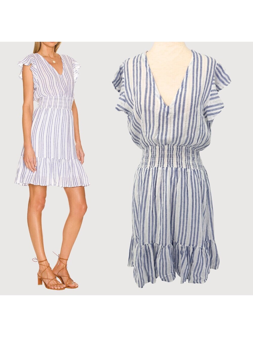 Rails Tara Striped Linen Blend Mini Dress NWT M